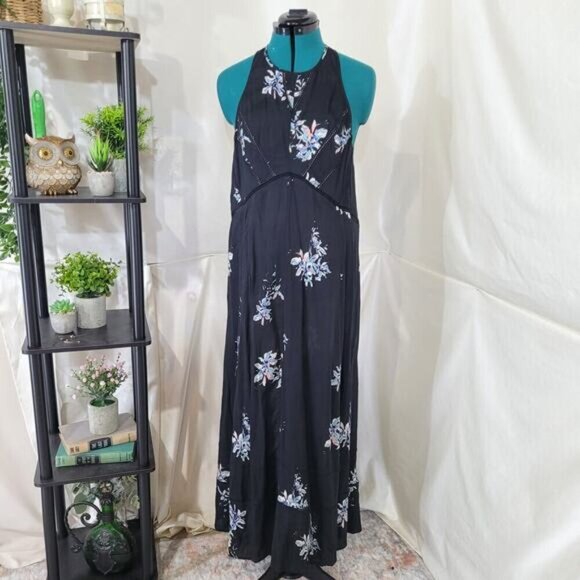 Gentle Fawn Bridges Black Floral‎ Print Midi Dress - Size Large - Picture 3 of 9